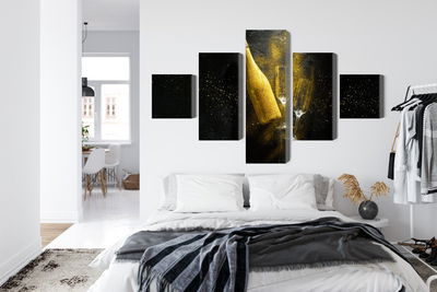 Ljuddämpande tavla - Golden bottle of champagne