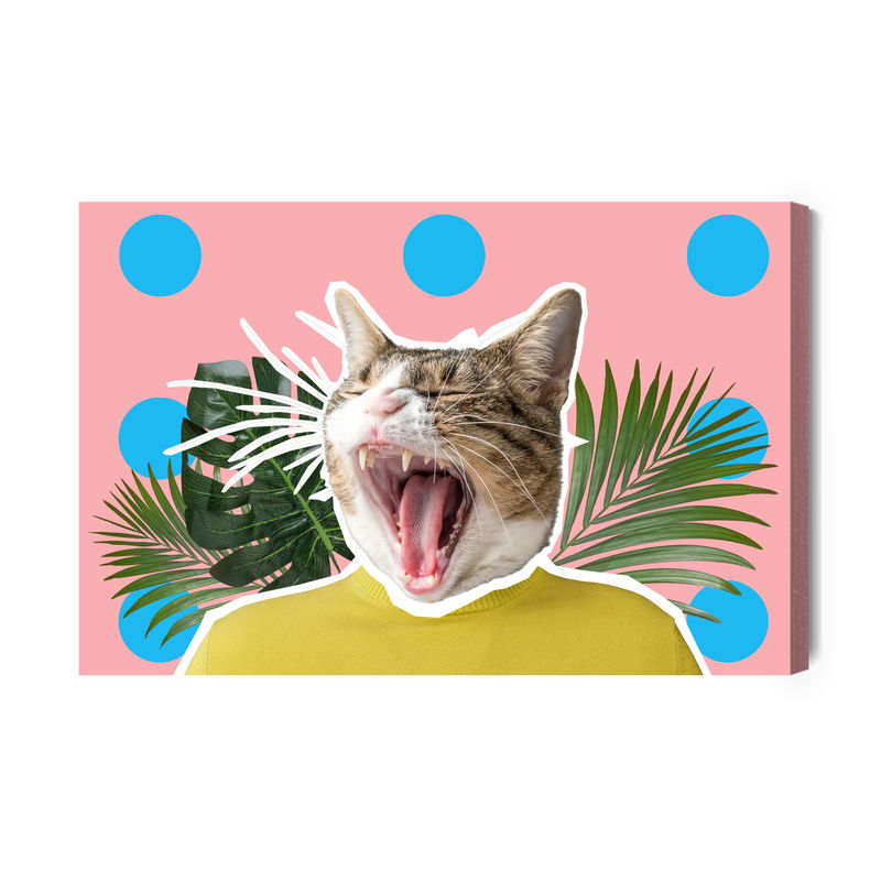 Ljuddämpande tavla - Cat and leaves – pop art