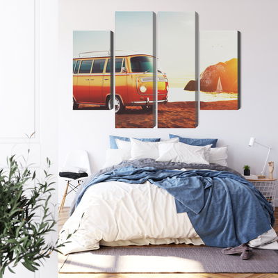 Ljuddämpande tavla - Retro car on the beach