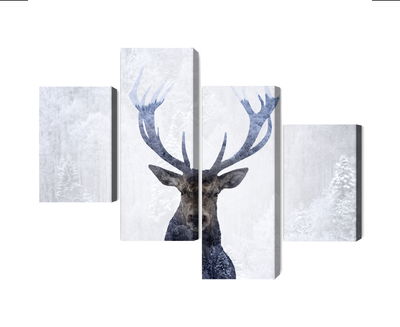 Ljuddämpande tavla - Deer in the winter 3d forest