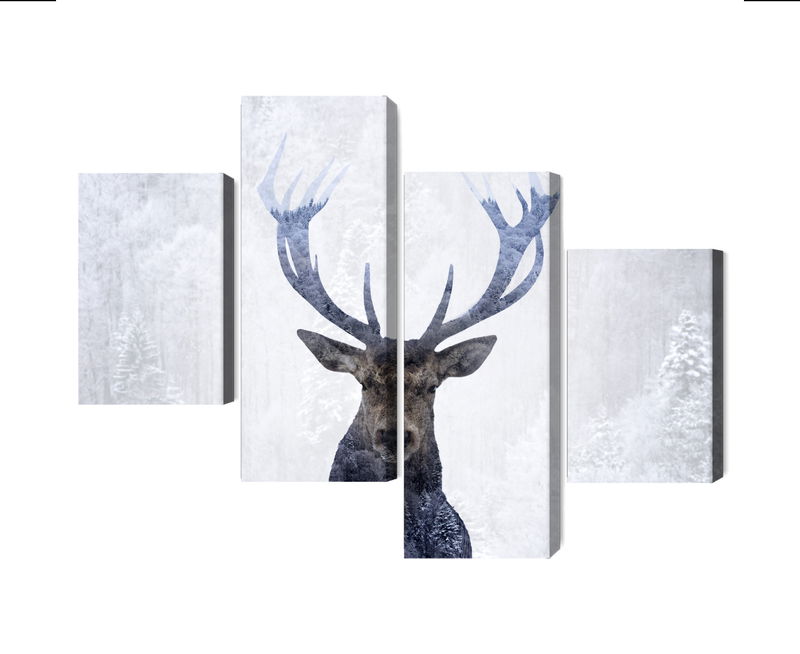 Ljuddämpande tavla - Deer in the winter 3d forest