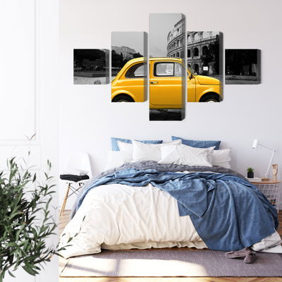 Ljuddämpande tavla - Yellow retro car