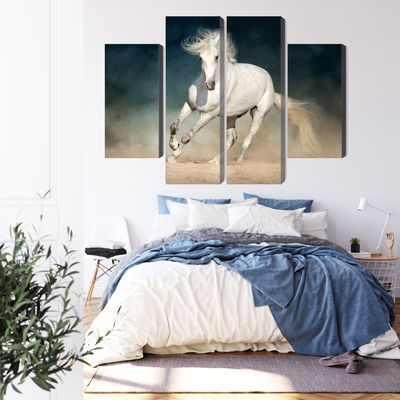 Ljuddämpande tavla - A white horse at a gallop