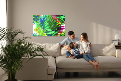 Ljuddämpande tavla - Colorful tropical leaves