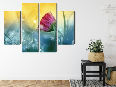 Ljuddämpande tavla - Pink flower on a 3d meadow