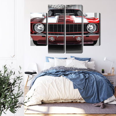 Ljuddämpande tavla - A red muscle car in a garage