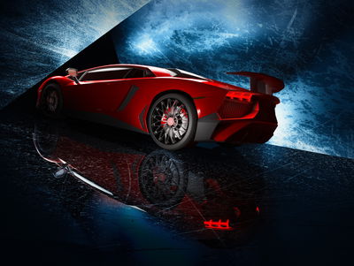 Ljuddämpande tavla - Sports car on an abstract