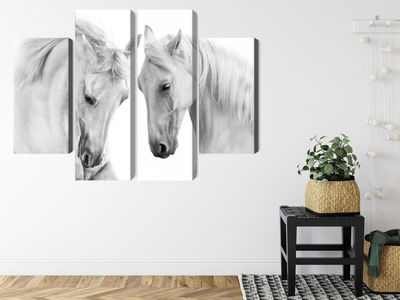 Ljuddämpande tavla - Two horses on a white