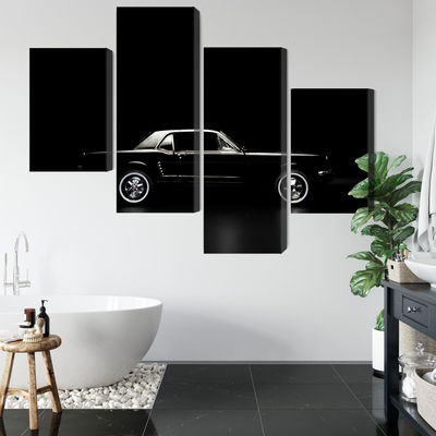 Ljuddämpande tavla - Black retro car on a dark