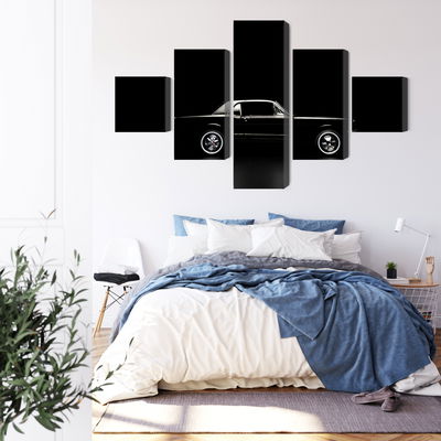 Ljuddämpande tavla - Black retro car on a dark