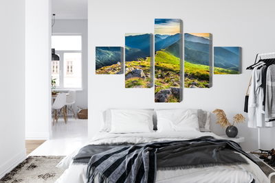 Ljuddämpande tavla - Sunset in the mountains 3d