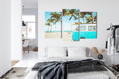 Ljuddämpande tavla - Retro car on the beach 3d