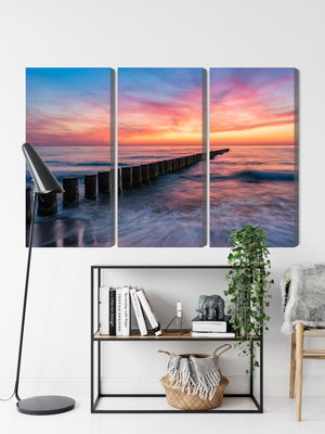 Ljuddämpande tavla - The baltic sea with wooden