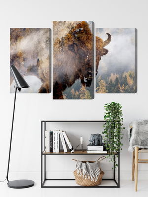 Ljuddämpande tavla - A bison on the background