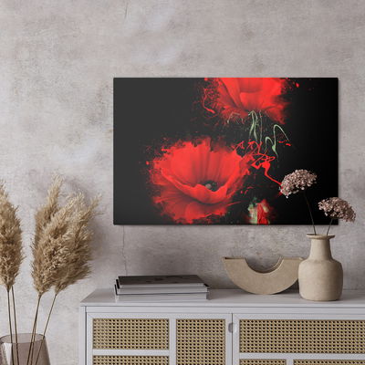 Ljuddämpande tavla - Red poppies on a black