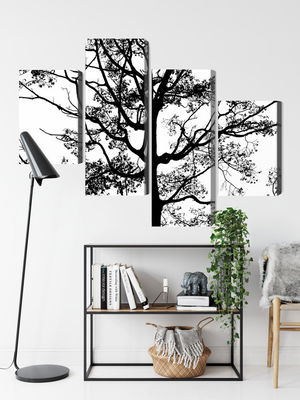 Ljuddämpande tavla - Black tree on a white