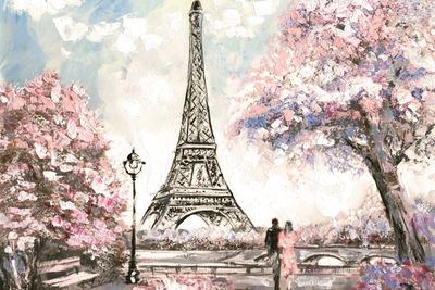 Ljuddämpande tavla - Romantic picture of Paris