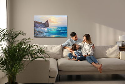 Ljuddämpande tavla - Rocky coast and the sea