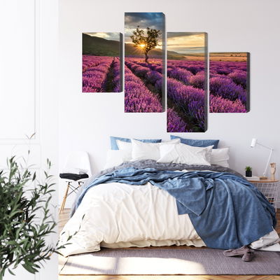 Ljuddämpande tavla - Lavender field at sunset 3d