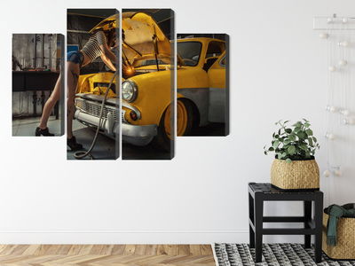 Ljuddämpande tavla - Sexy woman welded to a car