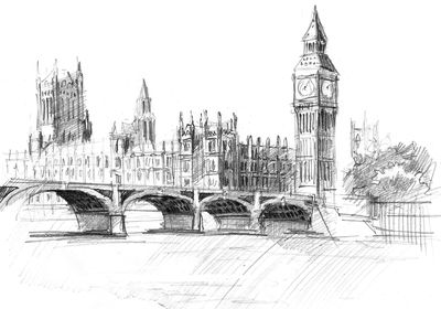 Ljuddämpande tavla - Sketch of the London skyline