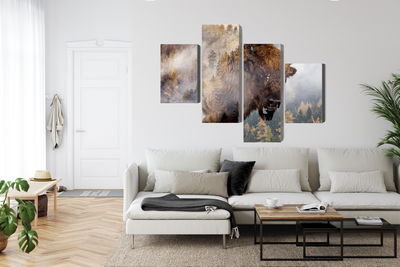 Ljuddämpande tavla - A bison on the background