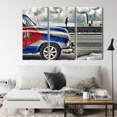 Ljuddämpande tavla - A car with a cuban flag