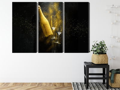 Ljuddämpande tavla - Golden bottle of champagne