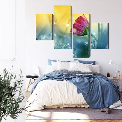 Ljuddämpande tavla - Pink flower on a 3d meadow