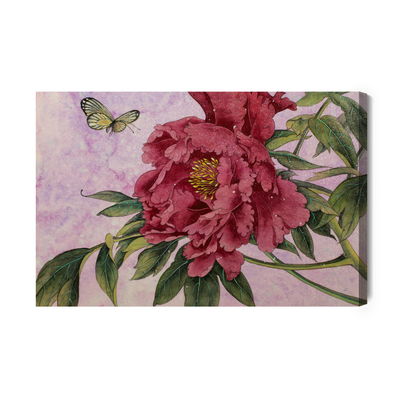 Ljuddämpande tavla - Peonies and butterflies