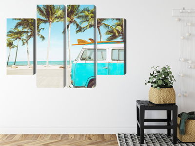 Ljuddämpande tavla - Retro car on the beach 3d