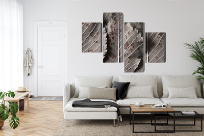 Ljuddämpande tavla - Gray leaves on a macro scale