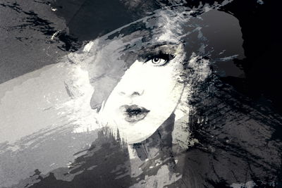 Ljuddämpande tavla - Woman's face in an abstract