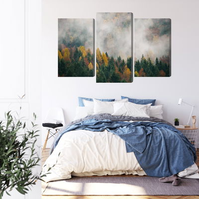 Ljuddämpande tavla - Autumn forest in fog 3d