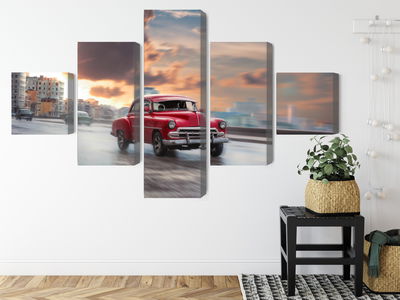 Ljuddämpande tavla - Historic car on the road