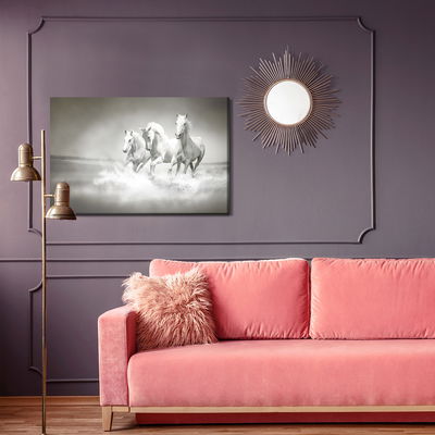 Ljuddämpande tavla - Horses in black and white