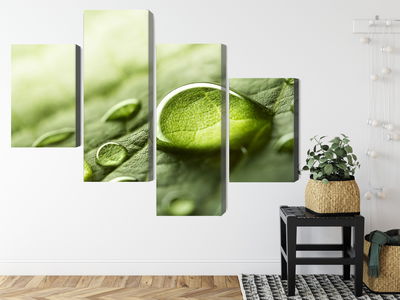 Ljuddämpande tavla - Water drops on a leaf