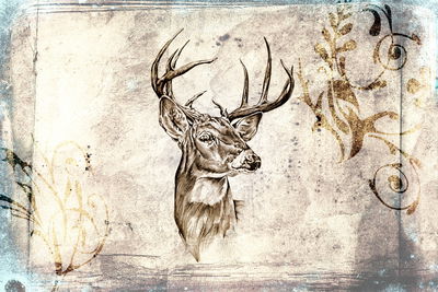 Ljuddämpande tavla - Deer in vintage style