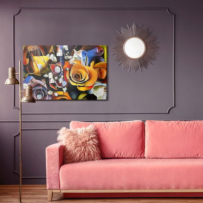 Ljuddämpande tavla - Flowers in a cubist style