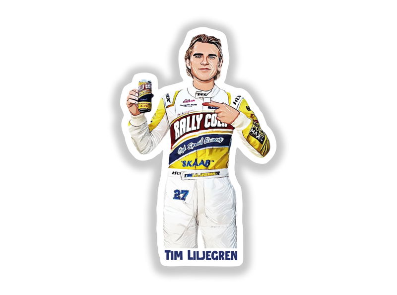 Sticker: Tim Liljegren med Rally Cola-overall