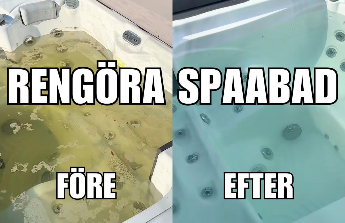 Bild före och efter rengöring av spabad