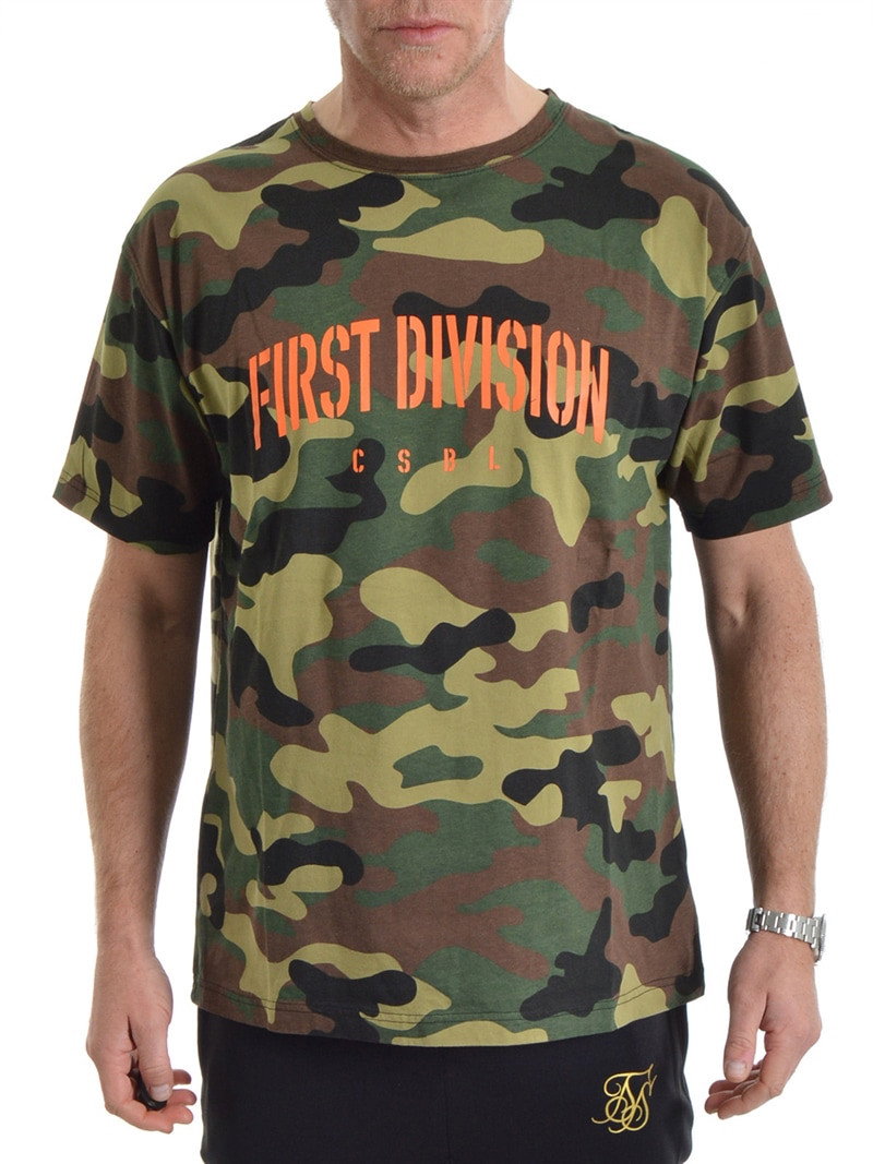 Patched Oversized Tee Camo/Orange (S)