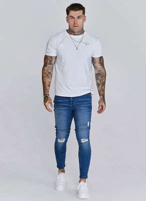 Mid Blue Distressed Skinny Jeans