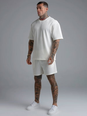 Ecru Textured Shorts