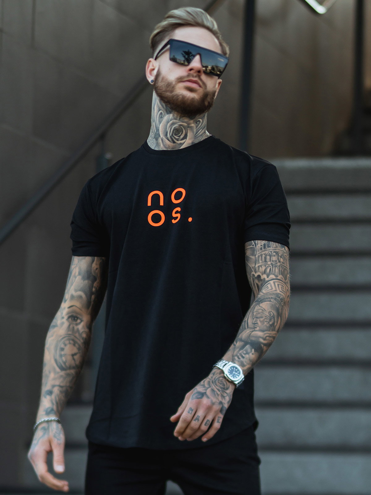 Gym Scoop Tee Black/Neon Orange (XL)