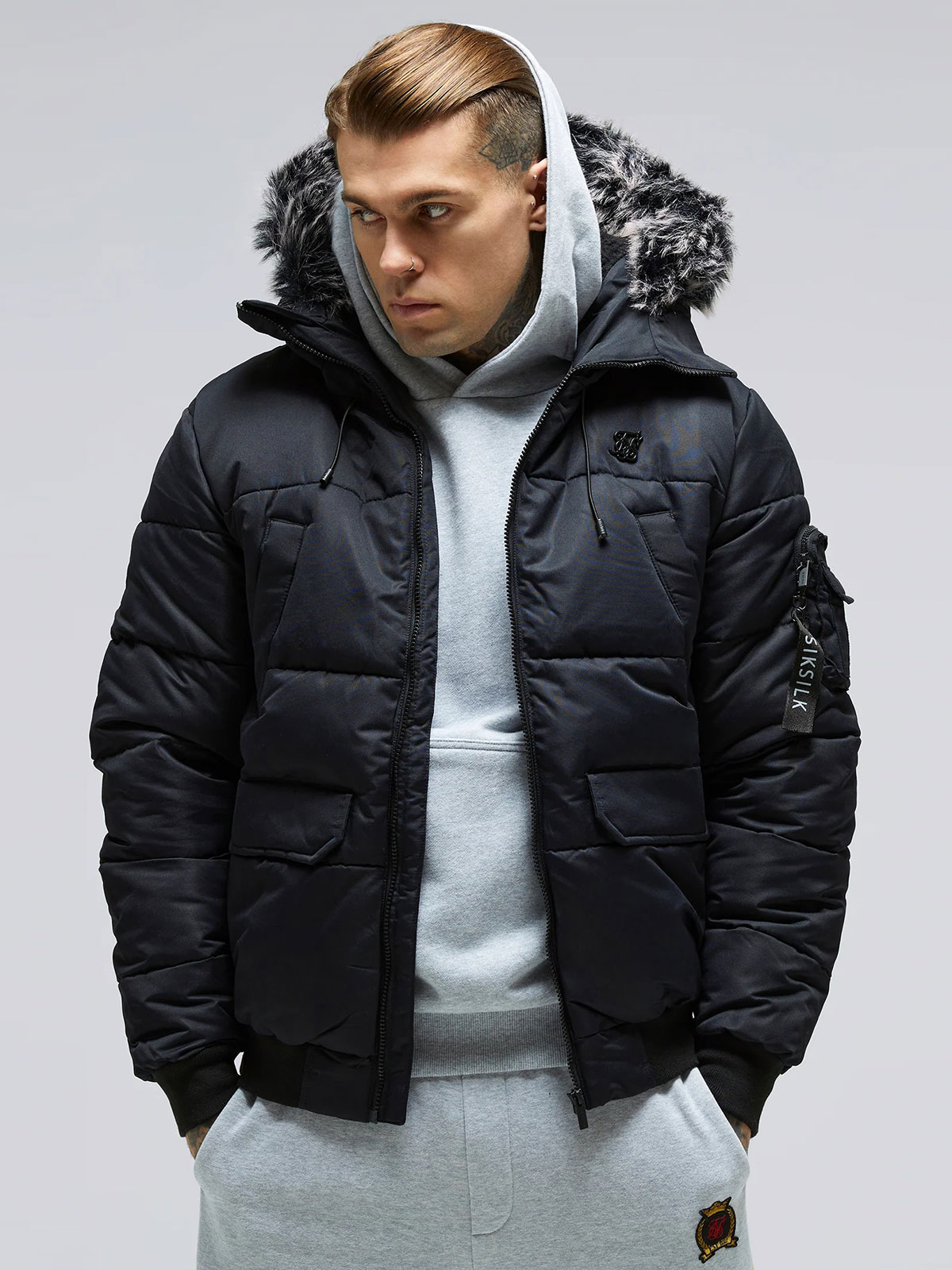 Fur Bomber Jacket Black (XL)