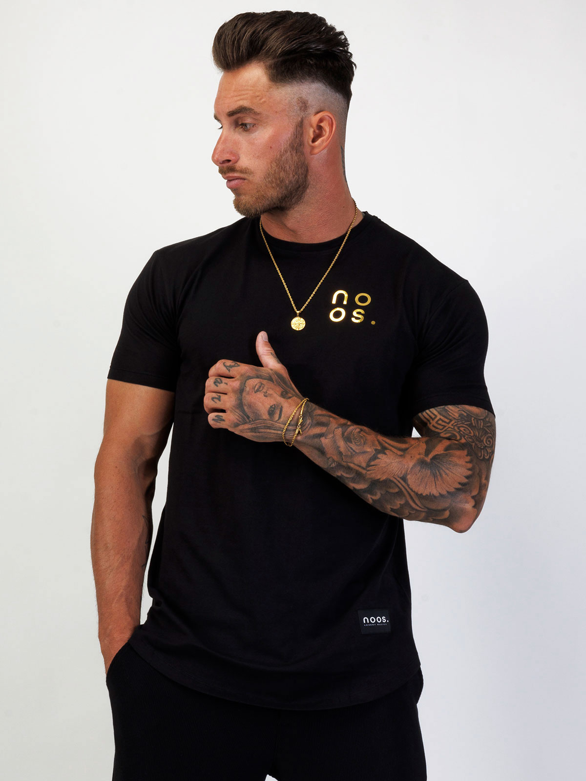 Small Logo Scoop Tee Black/Gold (L)