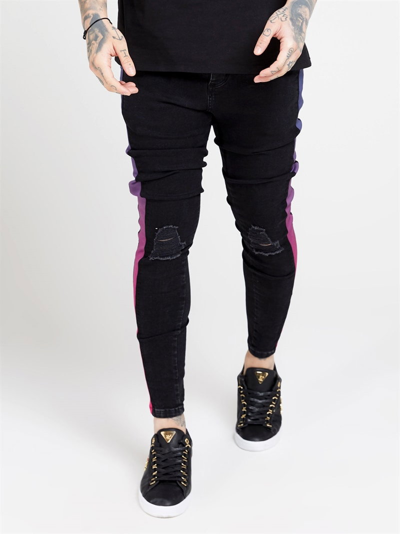 Low Rise Burst Knee Denim Black (M)