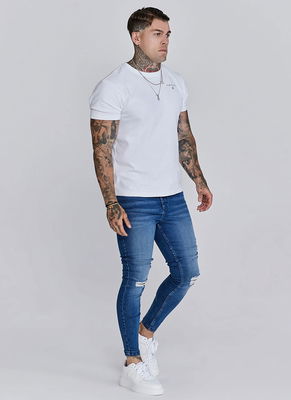 Mid Blue Distressed Skinny Jeans