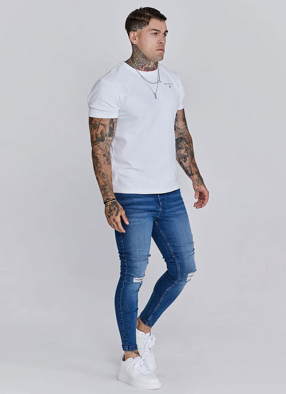 Mid Blue Distressed Skinny Jeans
